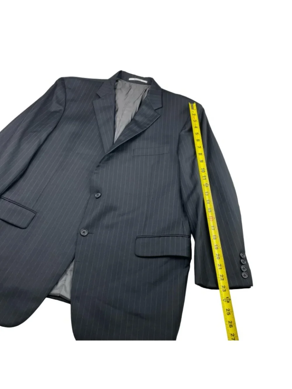 Hickey Freeman Men's Milburn 100% Wool 2-Button Blazer Black Stripe • USA • 46R